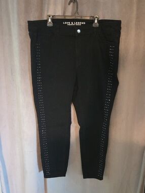 Love & Legend Size 22 Black Skinny Jeans with Side Stud Rows